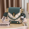 Green women's mini crossbody bag with studded decoration