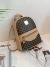 Black plaid print shoulder backpack with gold accents