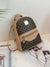 Black plaid print shoulder backpack with gold accents