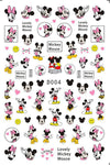 Mickey Mouse themed nail stickers with pink hearts