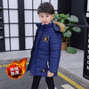 Blue hooded jacket with fur trim for children