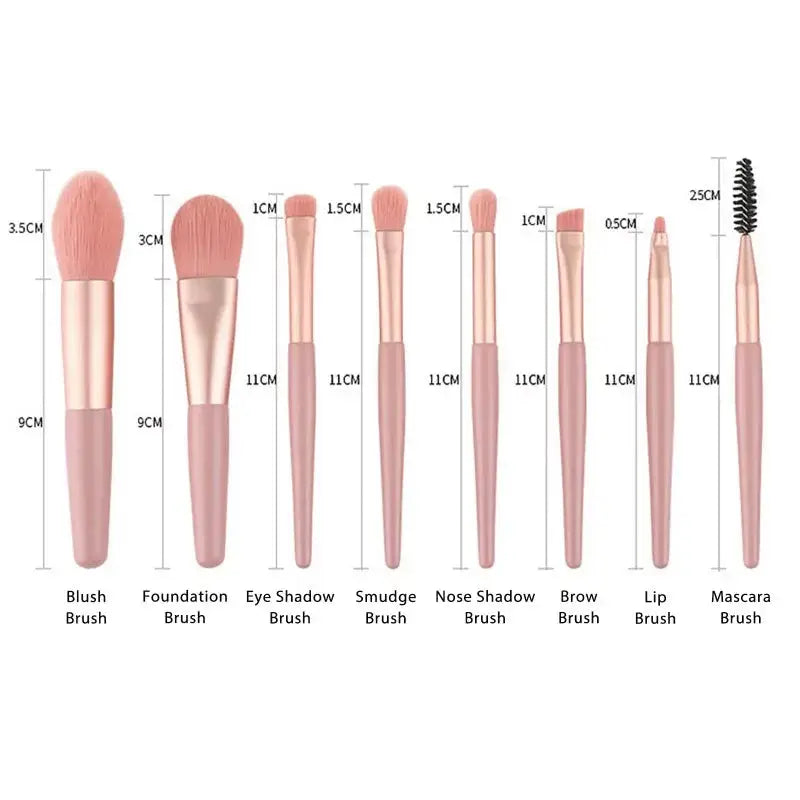 8PCS Makeup Brush Set – Soft Fluffy Eyeshadow, Foundation & Concealer Blending Brushes – Portable Professional Cosmetic Tools