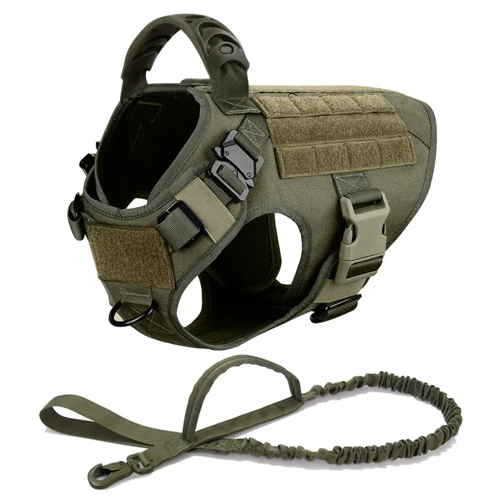 Large dog harness and leash set, training vest with adjustable collar for German Shepherd and Malinois