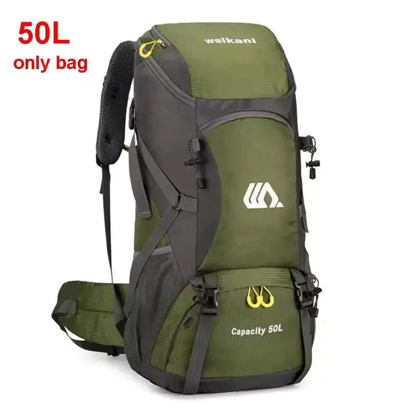 50L travel backpack for men, waterproof hiking and camping rucksack for outdoor sports, climbing and mountaineering