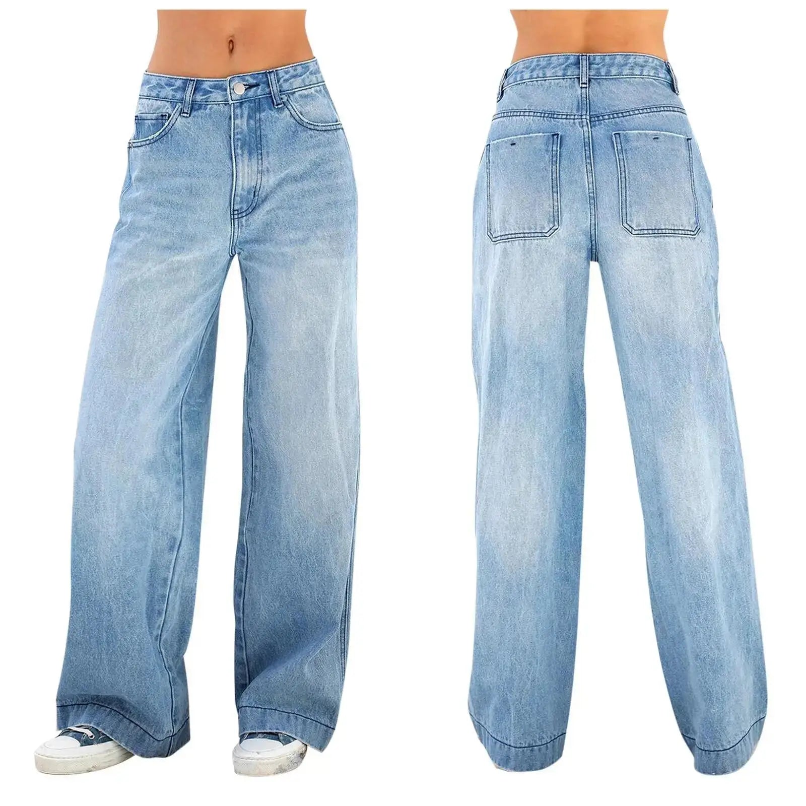 Women's High Waist Wide Leg Jeans Loose Fit Denim Flattering & Versatile Style