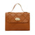 Brown women's casual crossbody bag with gold turn-lock