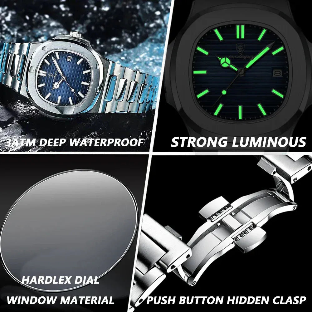 Luxury Quartz Watch for Men with Luminous Dial and Date