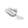 Aluminum ice scoop with dimensions, 11.3x6.2x8.5cm