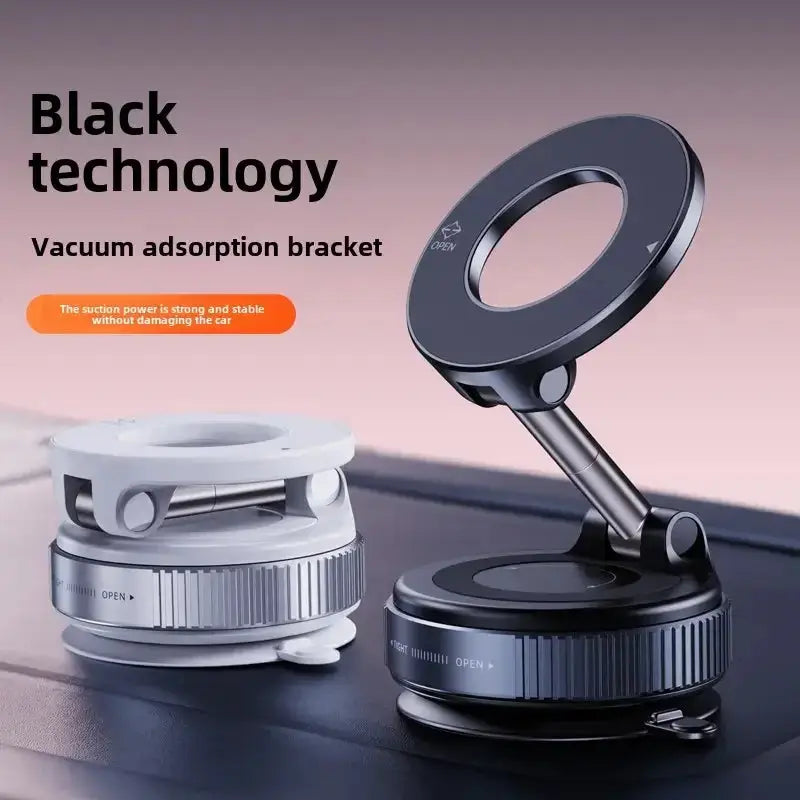Magnetic Foldable Car Phone Holder – 360° Rotating Mount with Vacuum Suction Cup – Multi-Angle Adjustment for Car & Wall