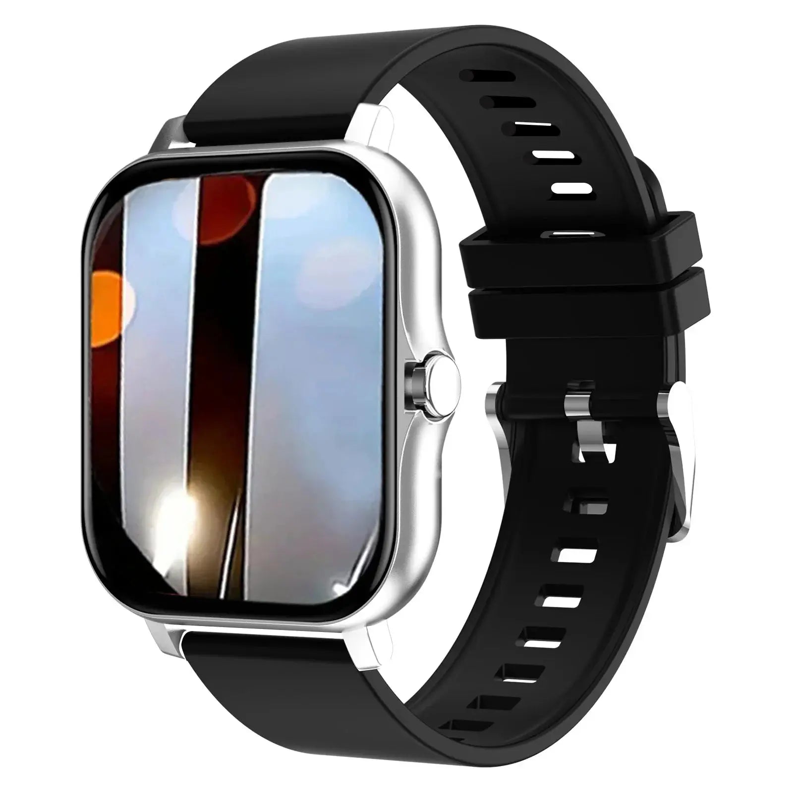 Smartwatch with multi-sport mode, calorie tracking, weather updates, message alerts, compatible with Android & iOS