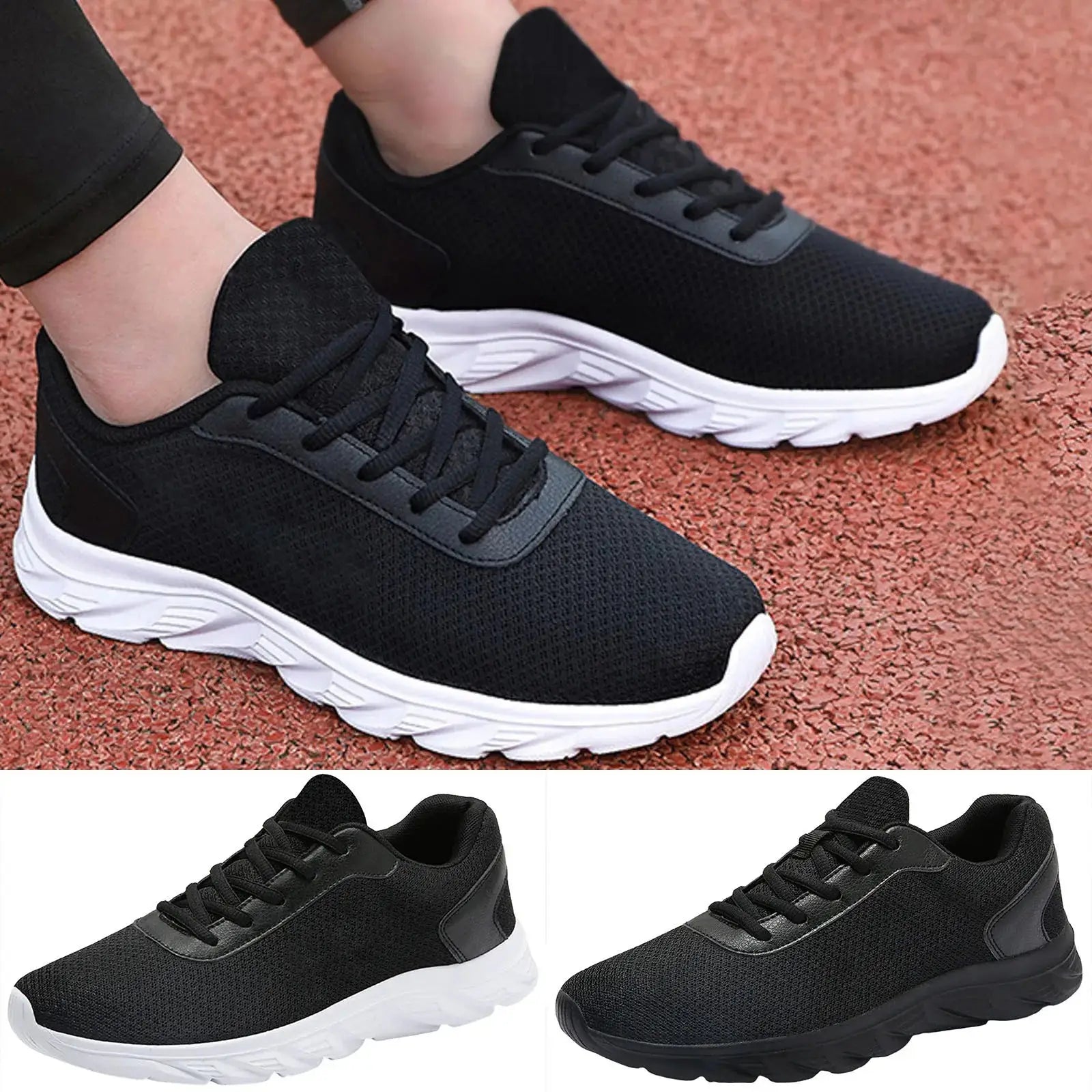 Men's leather sneakers with breathable mesh upper and white sole, ideal for lightweight summer sports and casual wear.