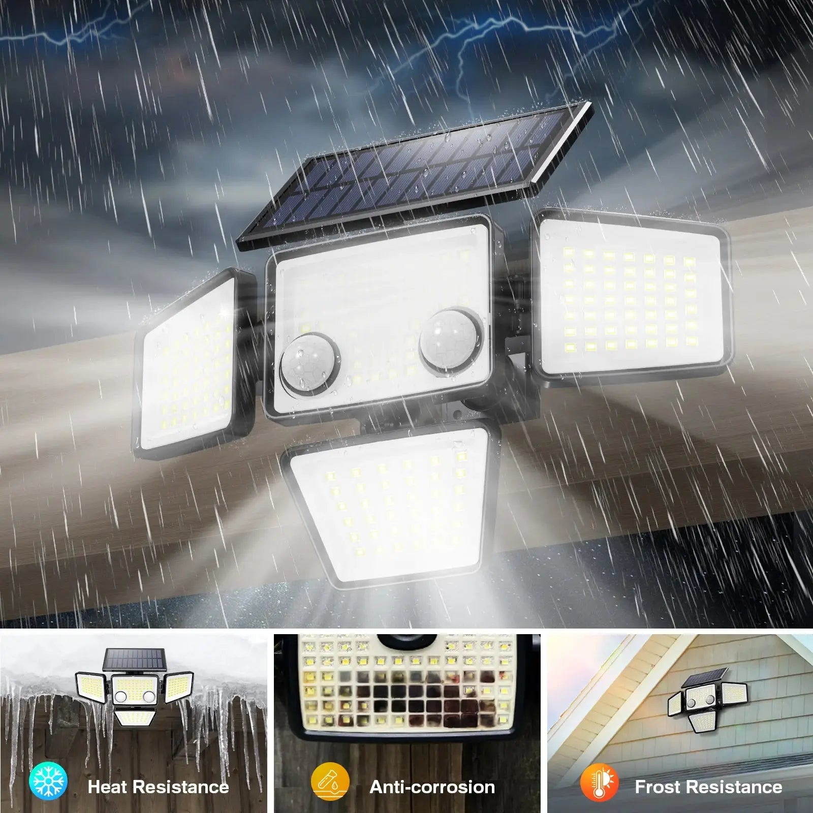 Solar outdoor motion sensor light, 3000LM 188 LED flood security lamp for patio, backyard or front yard