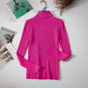 Bright pink women's turtleneck sweater on hanger