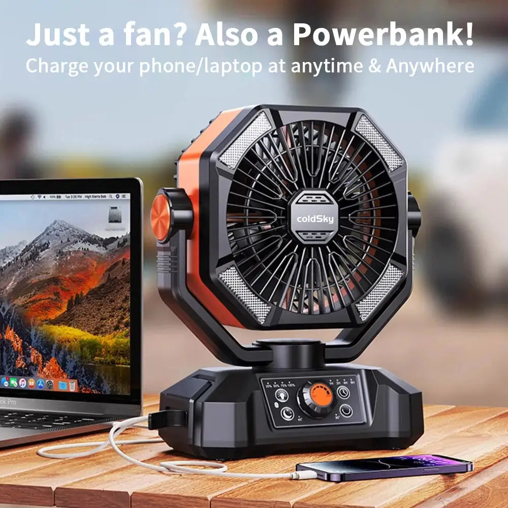 Portable Camping Fan with LED Lantern 8 Speeds & 20000mAh Battery for Outdoor & Fishing