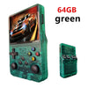 Green 64GB portable video game console with car game