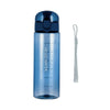 Blue 780ml water bottle with leak-proof lid and strap