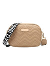 Beige square shoulder bag with zigzag pattern