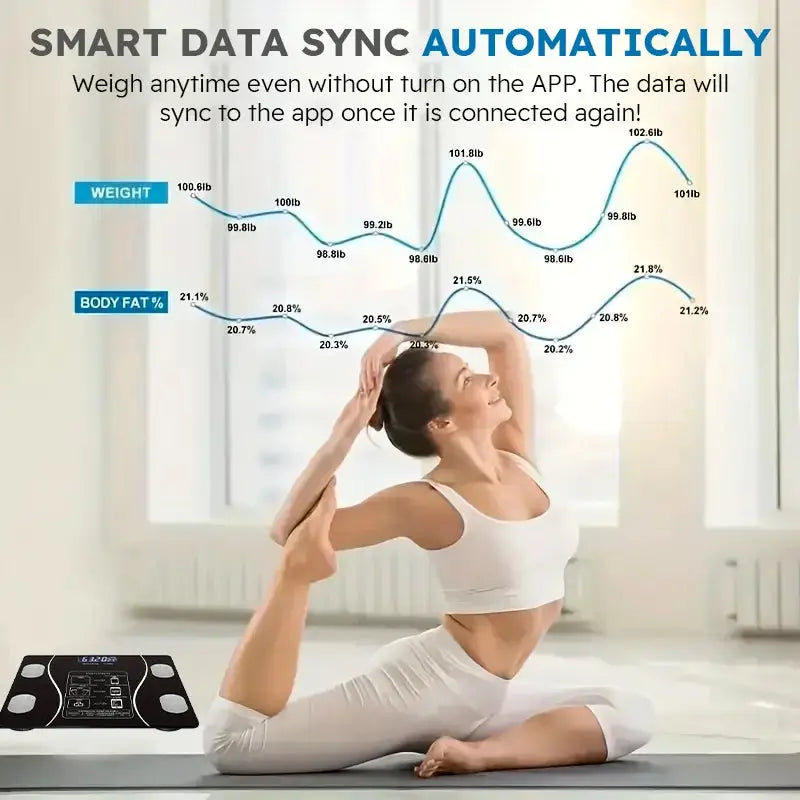 Smart Body Fat Scale LED Display Bluetooth Analyzer for Weight & Body Composition Tracking