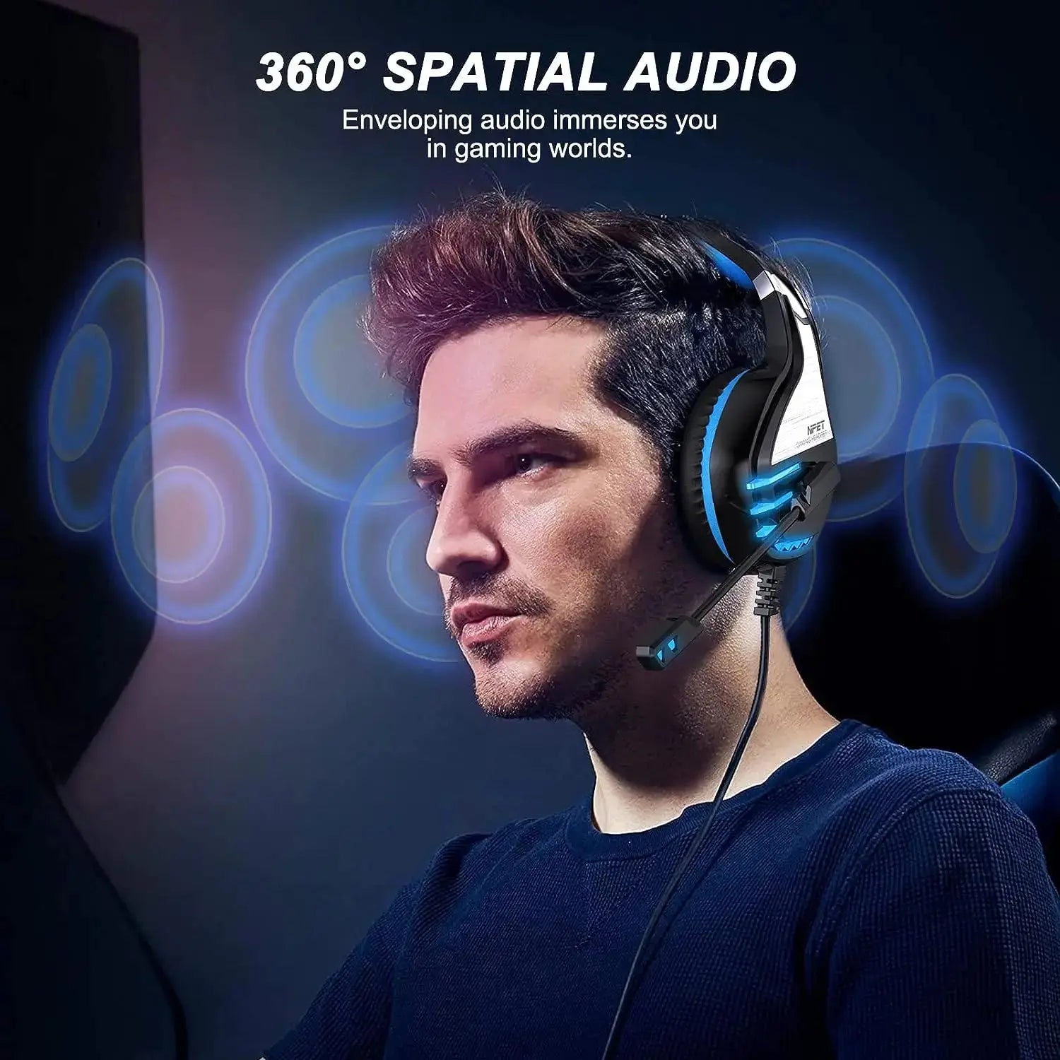 Wired Gaming Headset with Microphone 3.5mm, Stereo Bass Sound & 120° Mic for PC, PS4, PS5, Xbox & Mobile