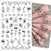 Black floral and heart nail art stickers