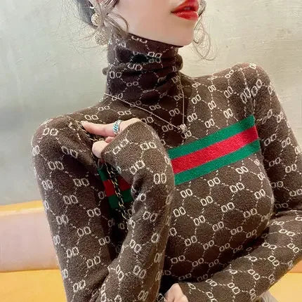 Women's Slim Fit Turtleneck Warm Knitted Sweater