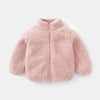 Pink winter coat for children with zipper