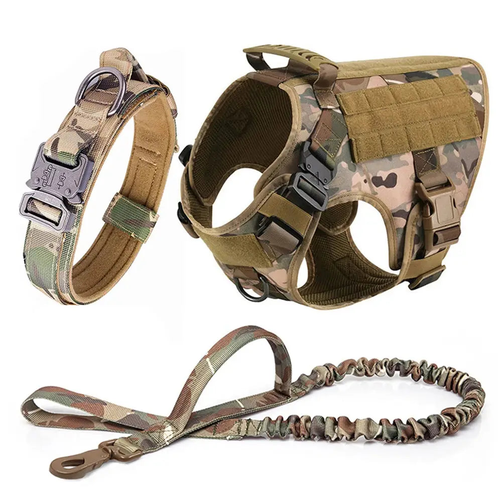 Large dog harness and leash set, training vest with adjustable collar for German Shepherd and Malinois