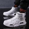 White high-top casual sports shoes with text design