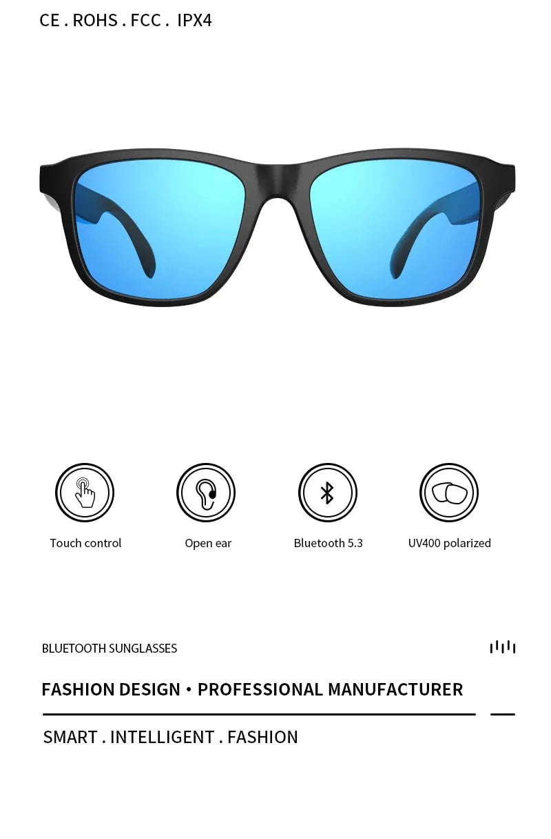 Wireless Smart Glasses with Bluetooth Audio