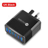 UK Black 55W 6 Port USB Charger