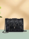 Black leather crossbody bag with chain strap