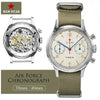 Air Force chronograph watch with green strap