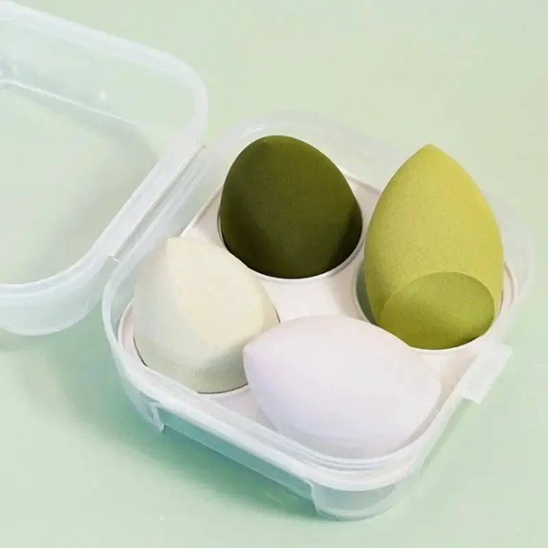 4PCS Makeup Blender Sponge Set – Soft Colorful Cosmetic Puffs with Beveled Edge – Natural Finish for Foundation & Powder