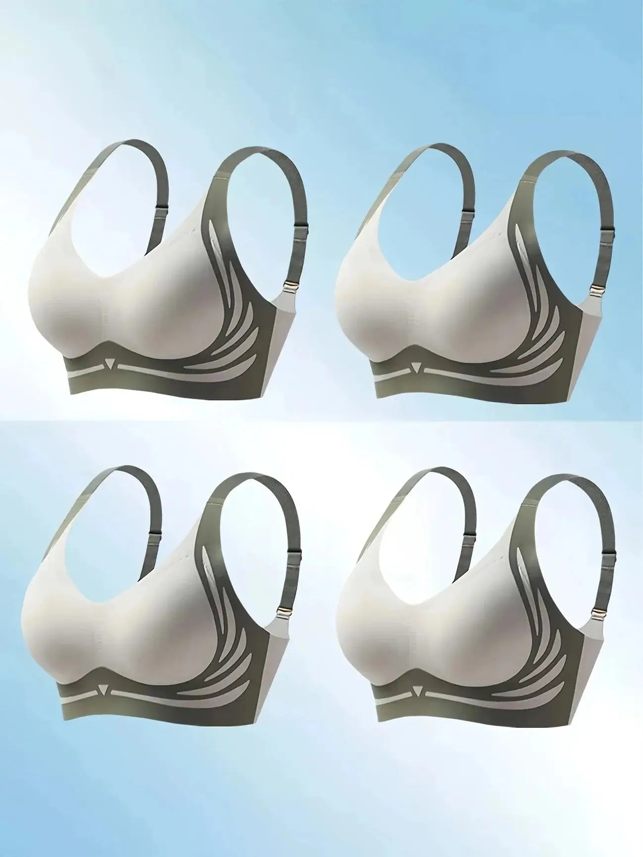 4-Pack Seamless Push-Up Sports Bras Anti-Gravity Lift & Gather Support