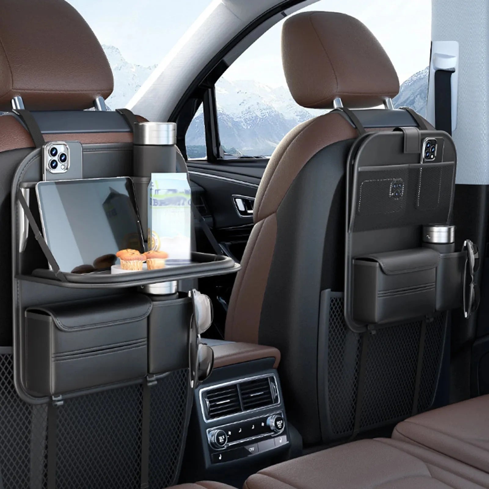 Folding Backseat Car Organizer with Multiple Pocket Storage