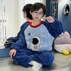 Blue space-themed pajama set for boys, warm loungewear