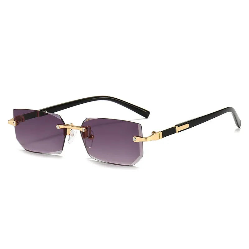 Unisex Rimless Rectangle Sunglasses with UV400 Mirror Lenses