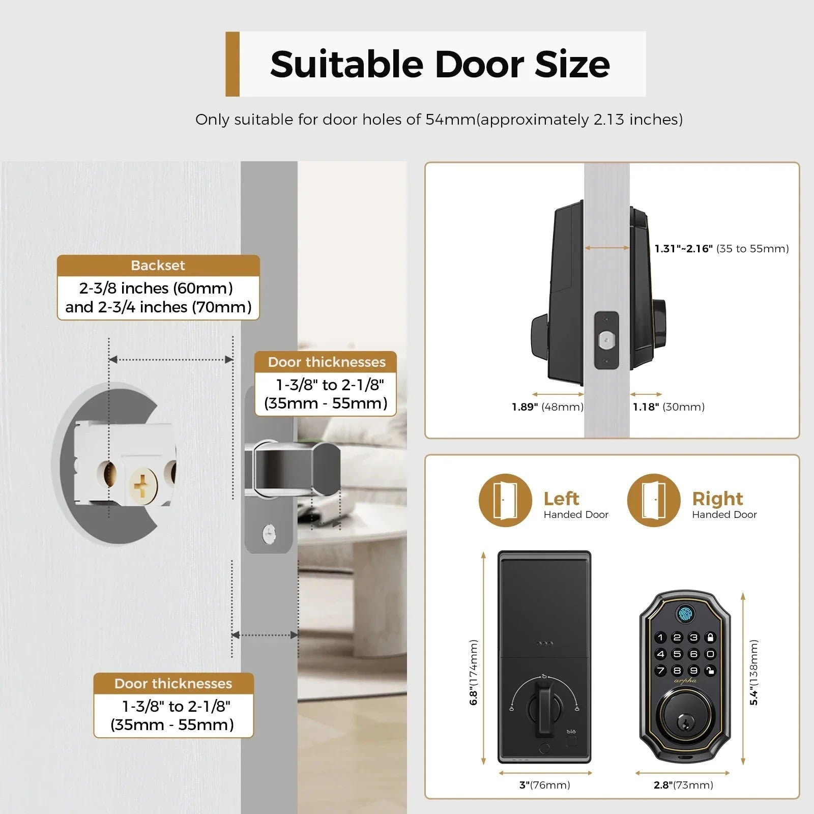 Smart Lock Fingerprint Door Lock with Keypad and Auto Lock