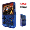 Blue 64GB portable video game console with car game