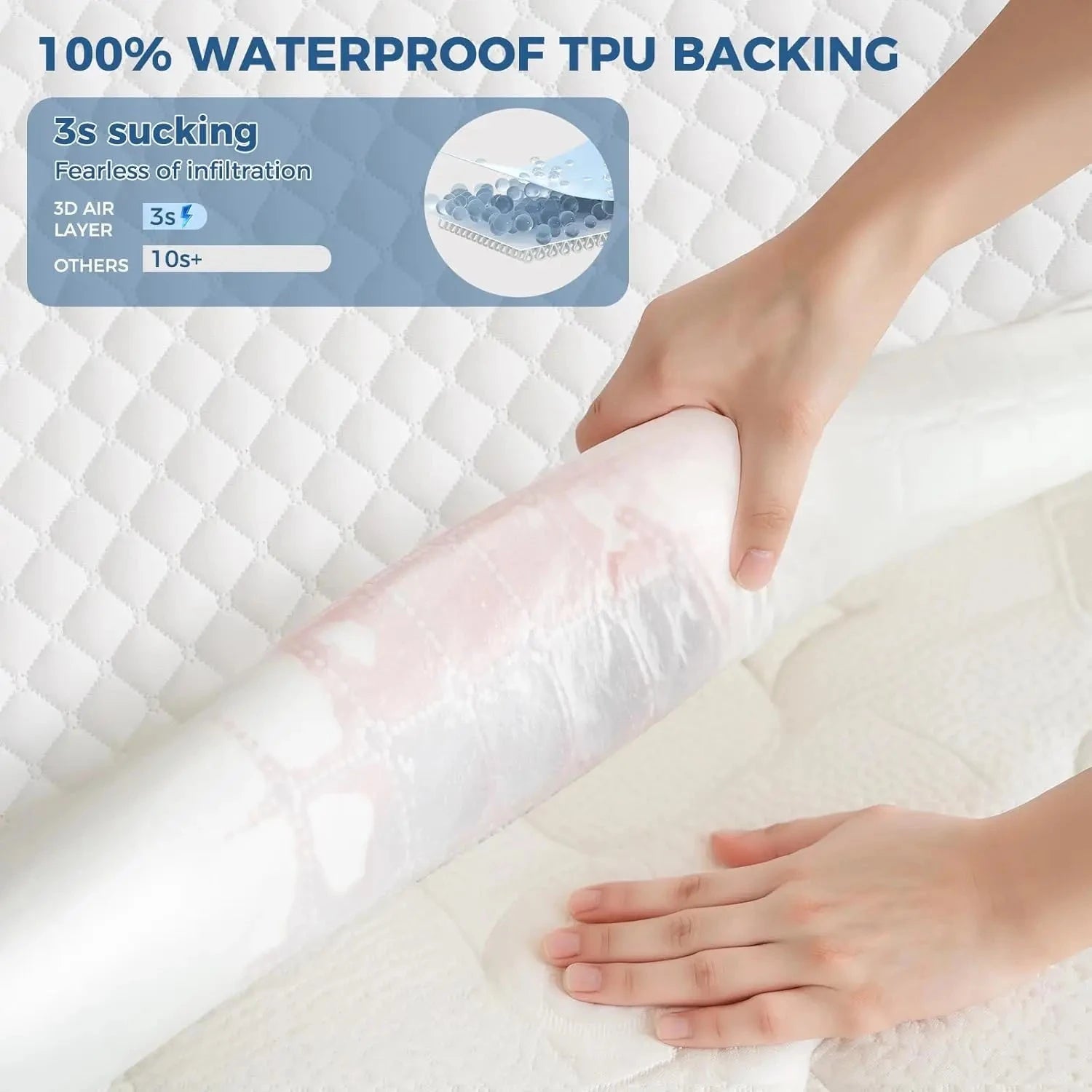Waterproof Mattress Protector Soft 3D Air Fabric Fitted Pad