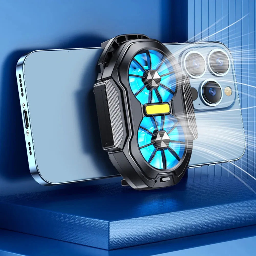 Dual Fan Phone Cooler with Rechargeable Power and Type C