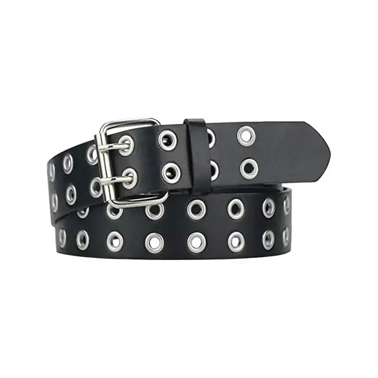 Luxury genuine leather belt with alloy chain for men and women, punk style with metal pin buckle, ideal for jeans