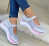 Gray thick-soled round-head knitted shoes