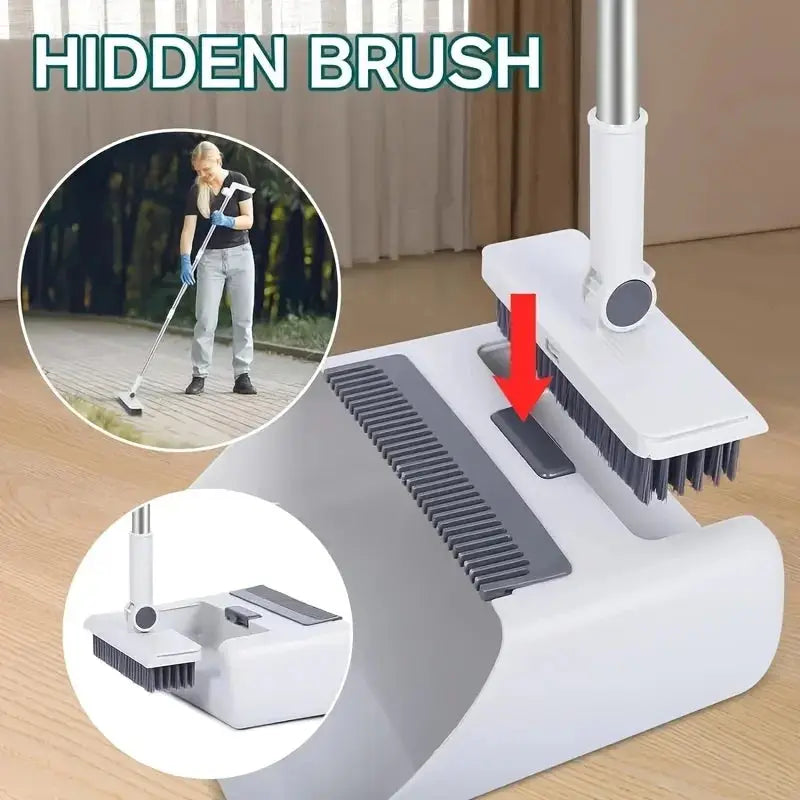 3-in-1 Household Broom Set with Long Handle, Thick Brush, and Dustpan, Non-Stick Floor Cleaner for Home Cleaning