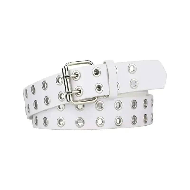 Luxury genuine leather belt with alloy chain for men and women, punk style with metal pin buckle, ideal for jeans