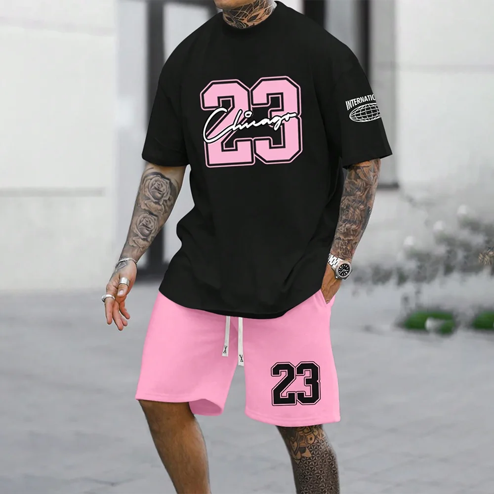 Black and pink Chicago sportswear set with bold number 23 print.