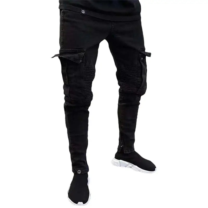 Men’s Cargo Jeans – Relaxed Fit, Multi-Pocket, Lightweight Denim for Urban Spring & Summer Streetwear