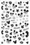 Black and white Mickey Mouse themed nail stickers