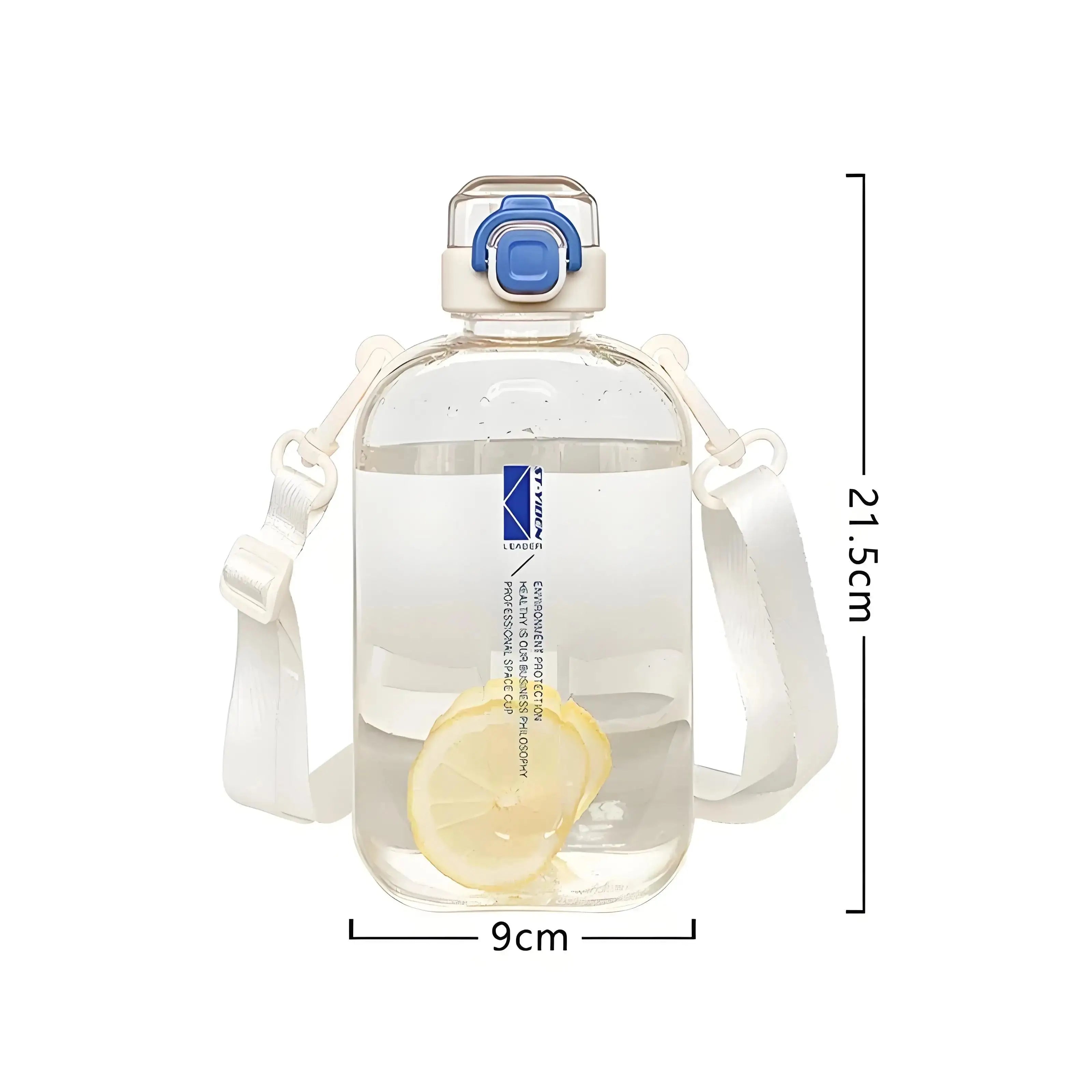 Flat Transparent Water Bottle – Slim Square Travel Canteen with Adjustable Strap – Portable & Elegant for Sport or Camping