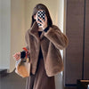 Women's solid color stand-up collar mink fur jacket